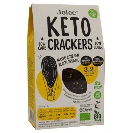 Joice Keto crackers au sésame noir BIO, 60 g - Délices Low Carb