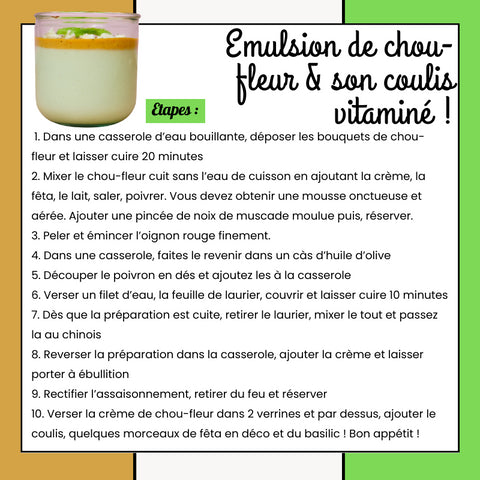 RECETTE KETO : EMULSION DE CHOU-FLEUR & SON COULIS VITAMINÉ !