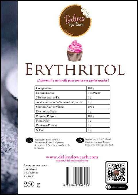 Délices Low Carb, érythritol - 250 g - Délices Low Carb