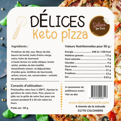 Mini base à pizza keto Délices Low Carb 50g portion individuelle
