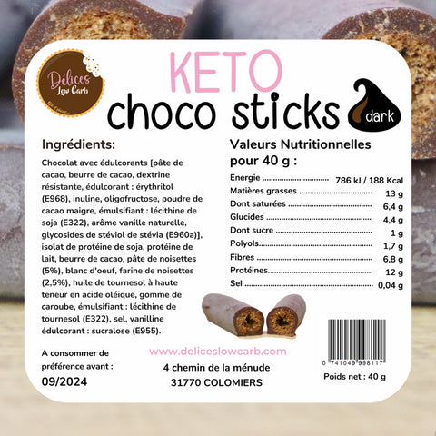 AE205 - Délices Low Carb, Keto choco sticks - 40 g