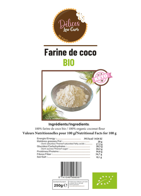 Délices Low Carb, Farine de coco BIO - 250 g