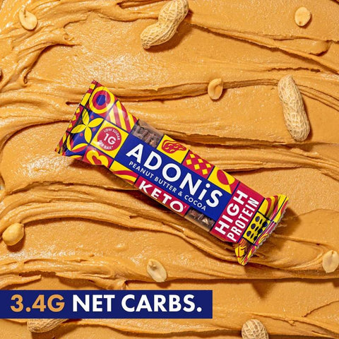 Boîte 16 barres keto Adonis - Peanut Butter & cocoa (16 X 45 g) - Délices Low Carb