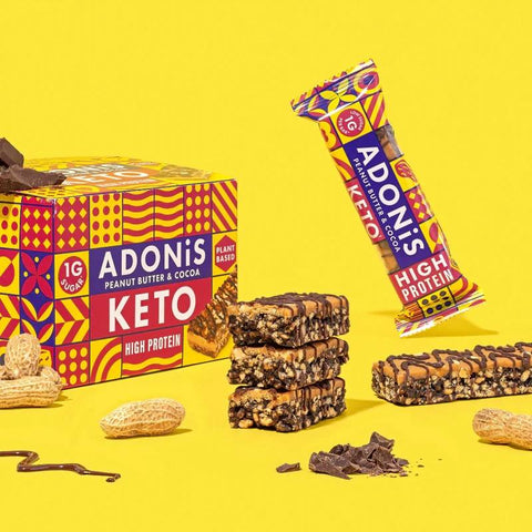 Boîte 16 barres keto Adonis - Peanut Butter & cocoa (16 X 45 g) - Délices Low Carb