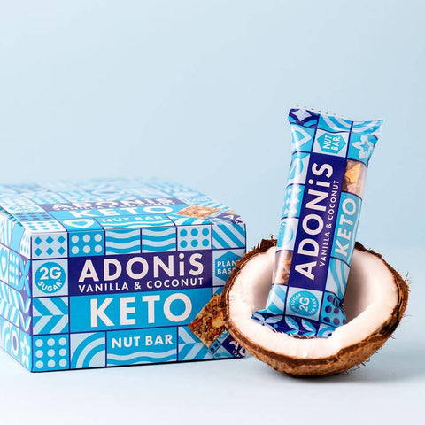 Boîte 16 barres keto Adonis - Vanilla & coconut (16 X 35 g) - Délices Low Carb