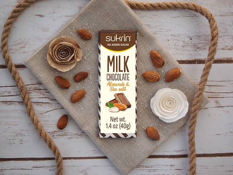 DD411 Sukrin, Milk chocolate Almonds & Sea salt, 40 g - Délices Low Carb