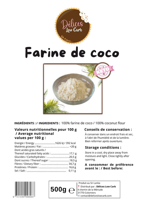 Délices Low Carb, Farine de coco - 500 g
