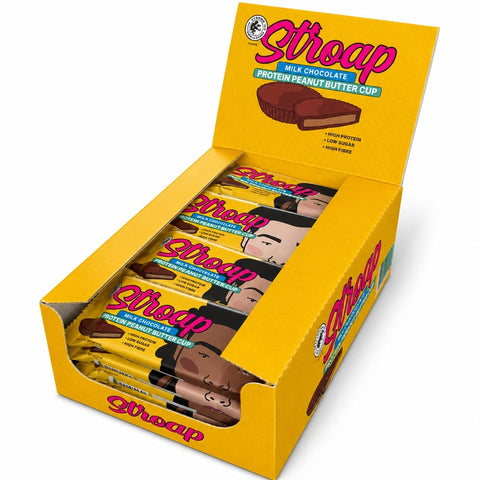 Stroap - Protein Choco Cup chocolat au lait & cacahuète - Boîte de 12 sachets (24 coupelles)