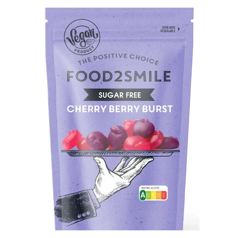 Food2smile - Bonbons sans sucres : explosion Cerise & Baies 85 g - Délices Low Carb