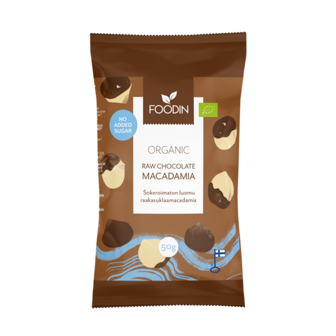 FOODIN - Noix de macadamia au chocolat cru sans sucres ajoutés 50 g - Délices Low Carb