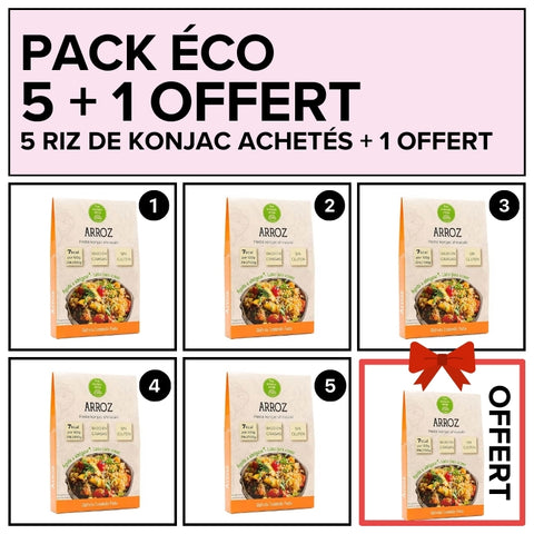 PACK ÉCO - 5 riz de Konjac + 1 offert - Délices Low Carb