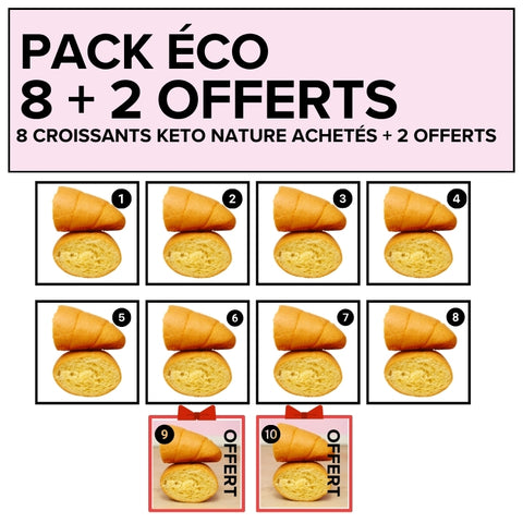 PACK ÉCO - 8 croissants keto nature achetés + 2 offerts