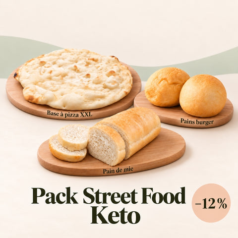 Pack Street Food Keto - Base à pizza XXL, Burger bread et Pain de mie Délices Low Carb