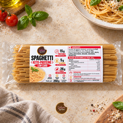 Spaghetti keto et low carb protéinés Délices Low Carb, sachet de 250 g