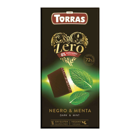 Torras- Tablette Noir 72% Menthe sans sucres ajoutés 100 g